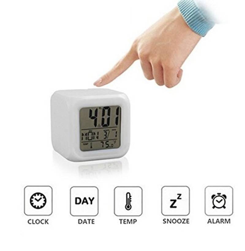 LED Digital Alarm Clock with Color Changing Night Light, Temperature & Date Display - Image 7