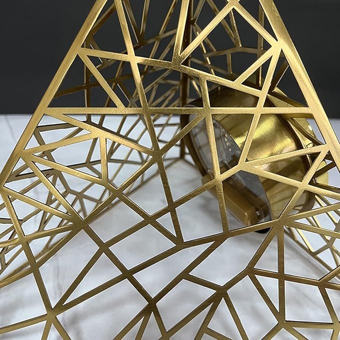 Luxury Golden Pyramid Table Clock – Modern Geometric Decorative Timepiece - Image 2
