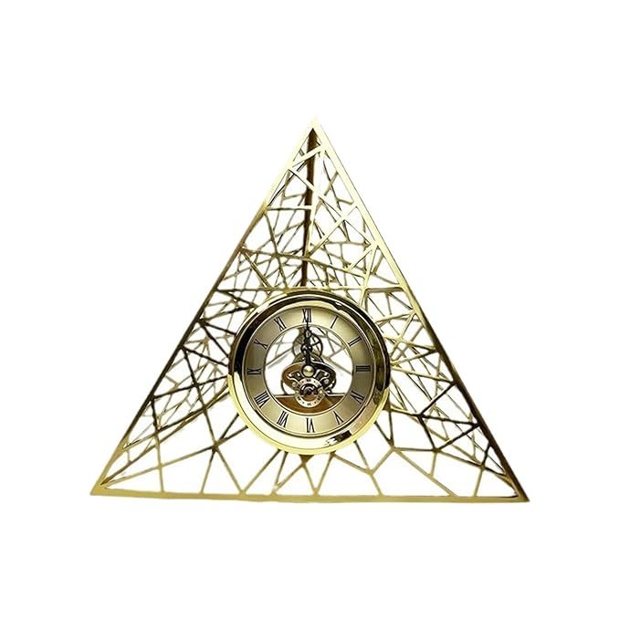 Luxury Golden Pyramid Table Clock – Modern Geometric Decorative Timepiece