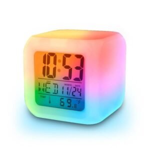 LED Digital Alarm Clock with Color Changing Night Light, Temperature & Date Display
