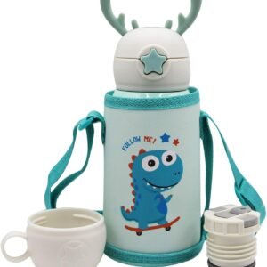 Cute Dinosaur Kids Water Bottle with Strap | BPA-Free Leak Proof Bottle