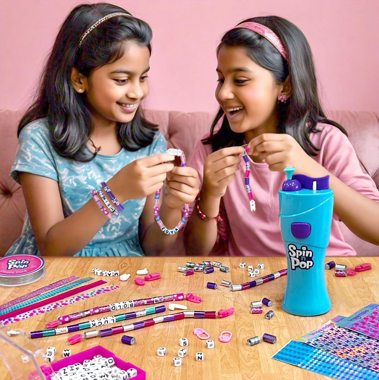 DIY Spin n Pop Beads Studio Kit for Girls | Bracelet, Necklace, Hair Braids & More | Creative Jewelry Making Set with 25+ Projects | Perfect Gift for Kids Ages 6+ - Image 2
