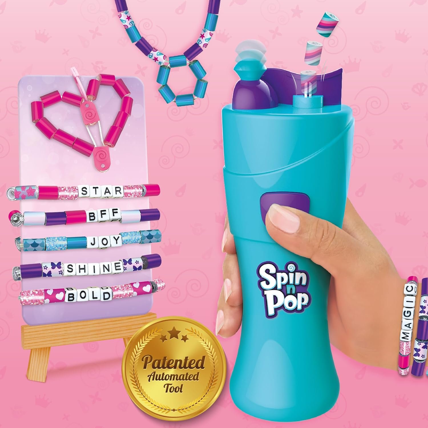 DIY Spin n Pop Beads Studio Kit for Girls | Bracelet, Necklace, Hair Braids & More | Creative Jewelry Making Set with 25+ Projects | Perfect Gift for Kids Ages 6+ - Image 4