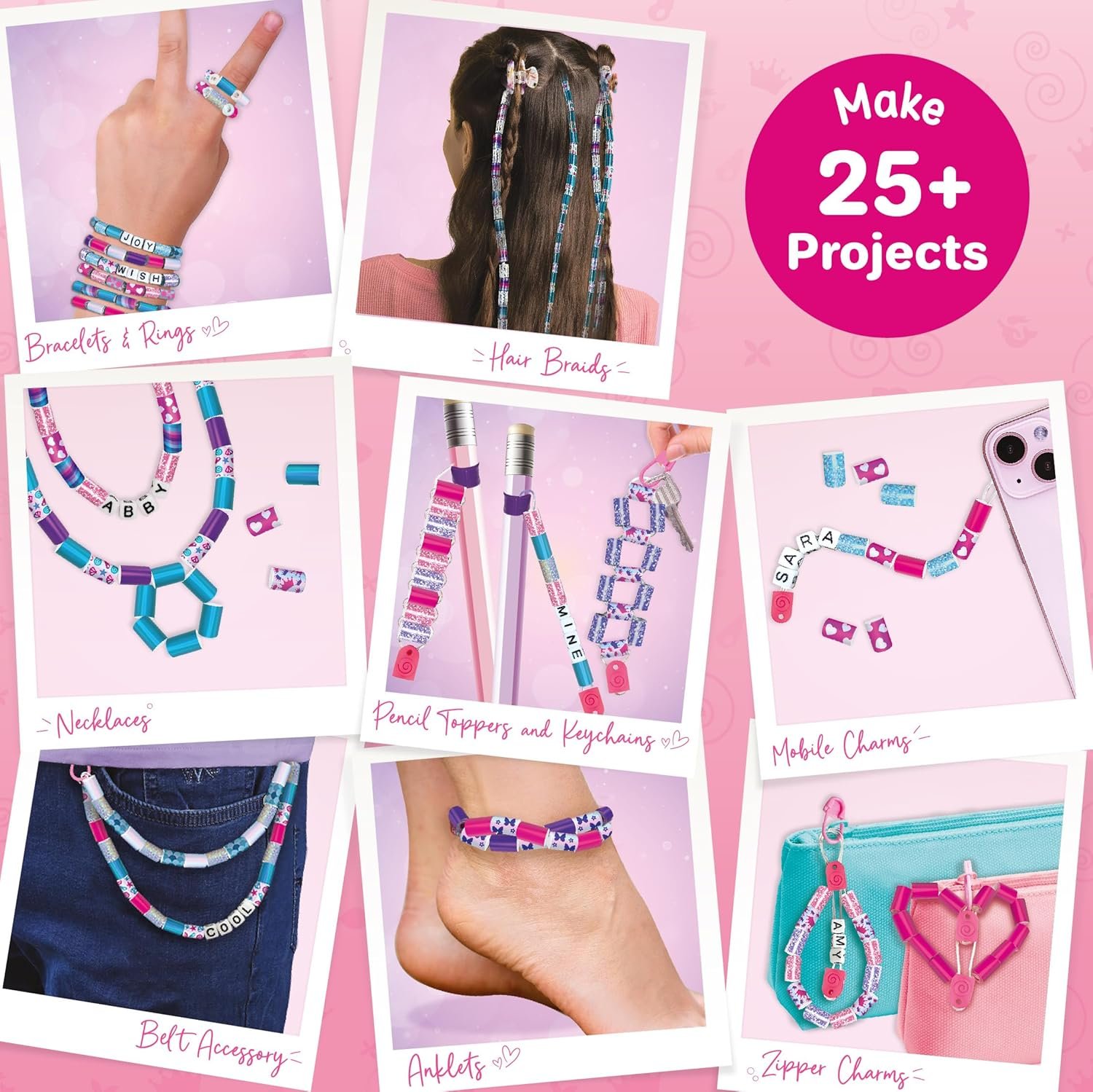 DIY Spin n Pop Beads Studio Kit for Girls | Bracelet, Necklace, Hair Braids & More | Creative Jewelry Making Set with 25+ Projects | Perfect Gift for Kids Ages 6+ - Image 5