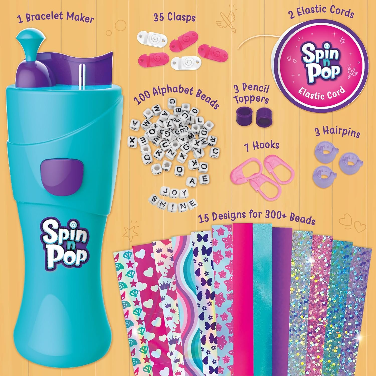 DIY Spin n Pop Beads Studio Kit for Girls | Bracelet, Necklace, Hair Braids & More | Creative Jewelry Making Set with 25+ Projects | Perfect Gift for Kids Ages 6+ - Image 6