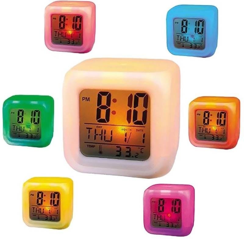 LED Digital Alarm Clock with Color Changing Night Light, Temperature & Date Display - Image 4
