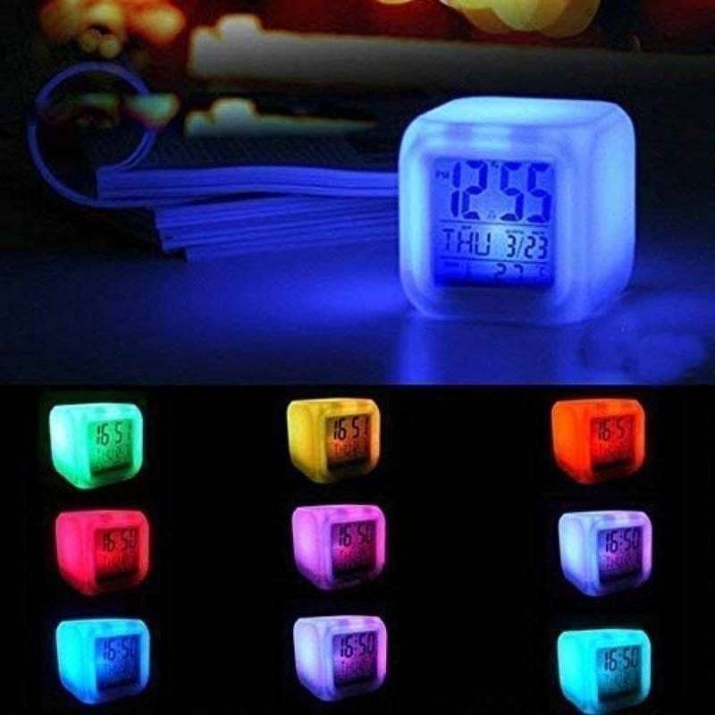 LED Digital Alarm Clock with Color Changing Night Light, Temperature & Date Display - Image 5