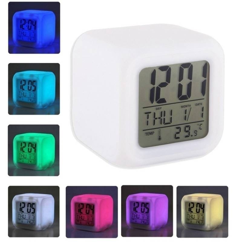 LED Digital Alarm Clock with Color Changing Night Light, Temperature & Date Display - Image 2