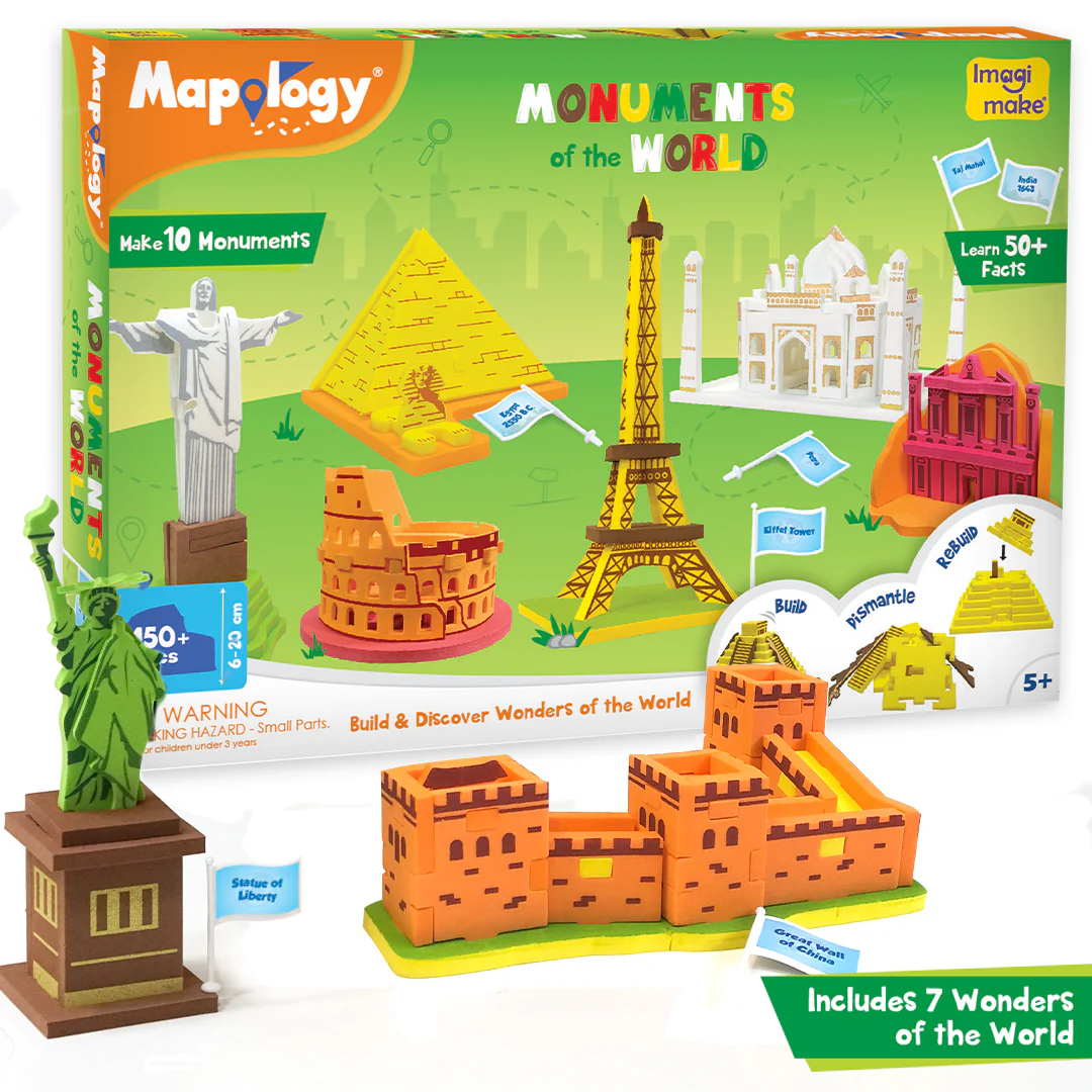 Mapology Monuments of the World | 3D Puzzle Kit for Kids | Build 10 World Monuments with 150+ Pieces | Educational STEM Toy with 50+ Fun Facts | Learning & Play Gift for Ages 5+ - Image 2